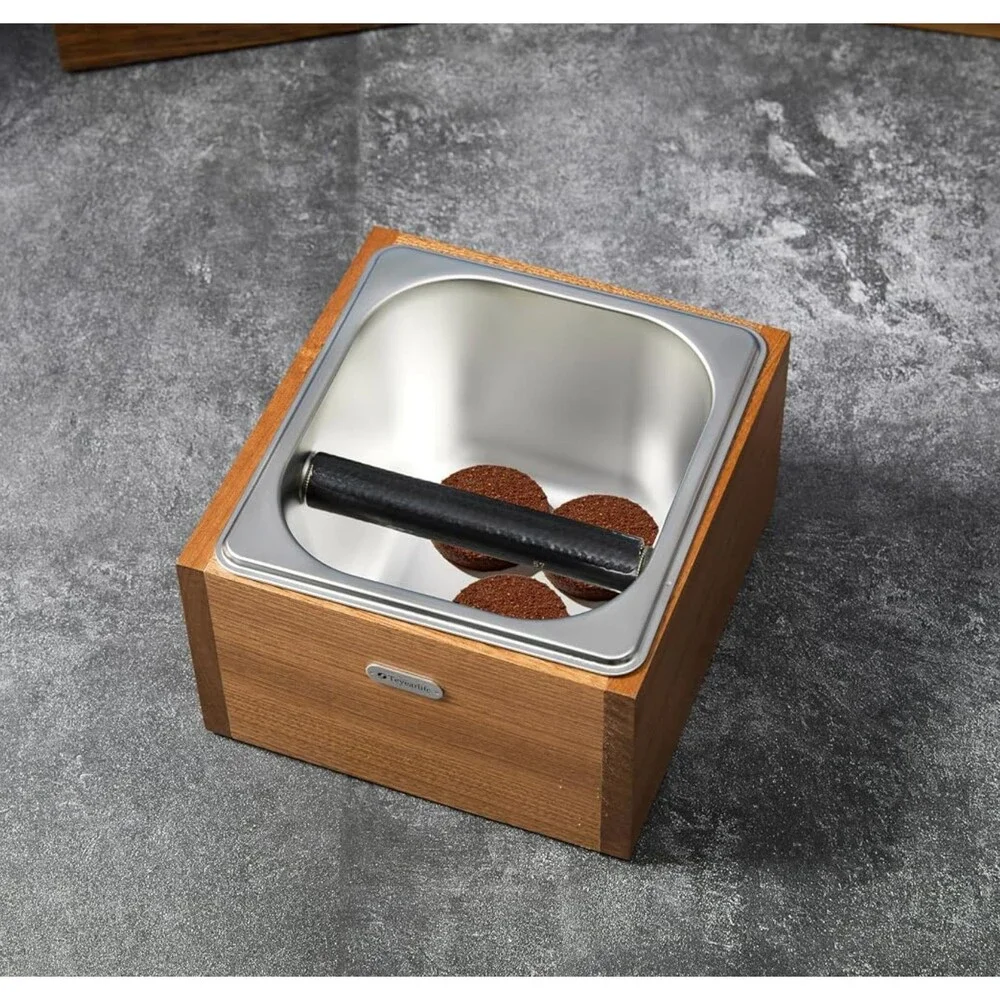 Solid Wood and Stainless Steel Espresso Knock Box NEW